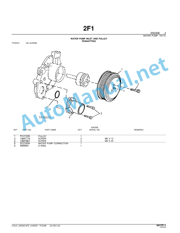 John Deere 210LE Landscape Loader Parts Catalog PC2598 05-Mar-04 3 John Deere 210LE Landscape Loader Parts Catalog PC2598 05-Mar-04 - Image 3