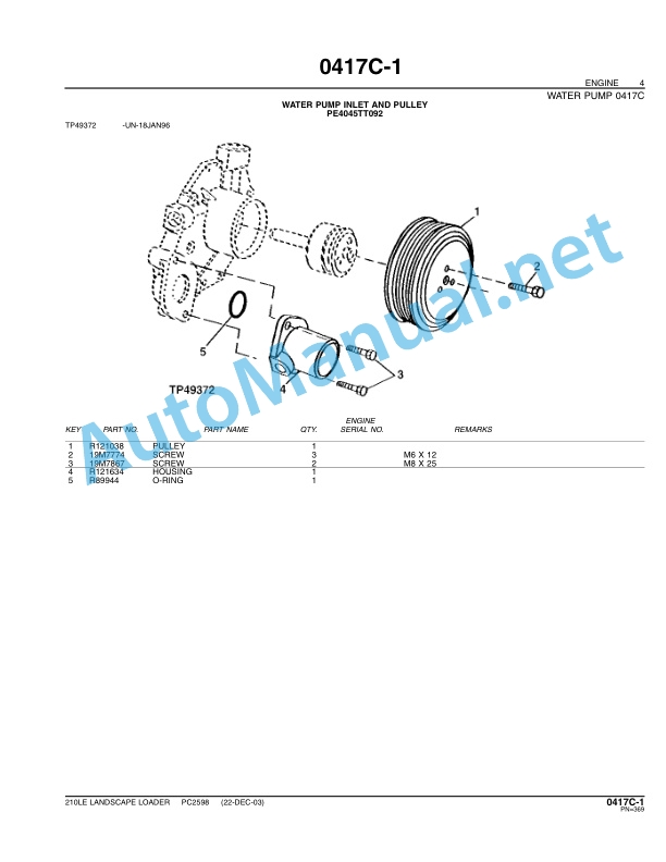 John Deere 210LE Landscape Loader Parts Catalog PC2598 Nov-06 3 John Deere 210LE Landscape Loader Parts Catalog PC2598 Nov-06 - Image 3