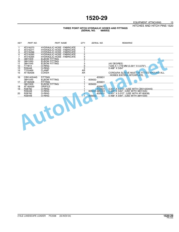 John Deere 210LE Landscape Loader Parts Catalog PC2598 Nov-06 4 John Deere 210LE Landscape Loader Parts Catalog PC2598 Nov-06 - Image 4