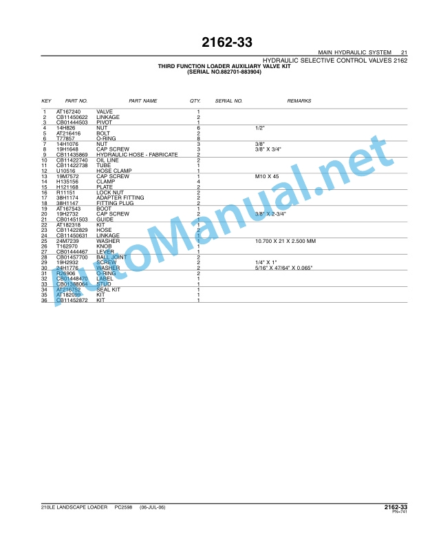 John Deere 210LE Landscape Loader Parts Catalog PC2598 Nov-06 5 John Deere 210LE Landscape Loader Parts Catalog PC2598 Nov-06 - Image 5