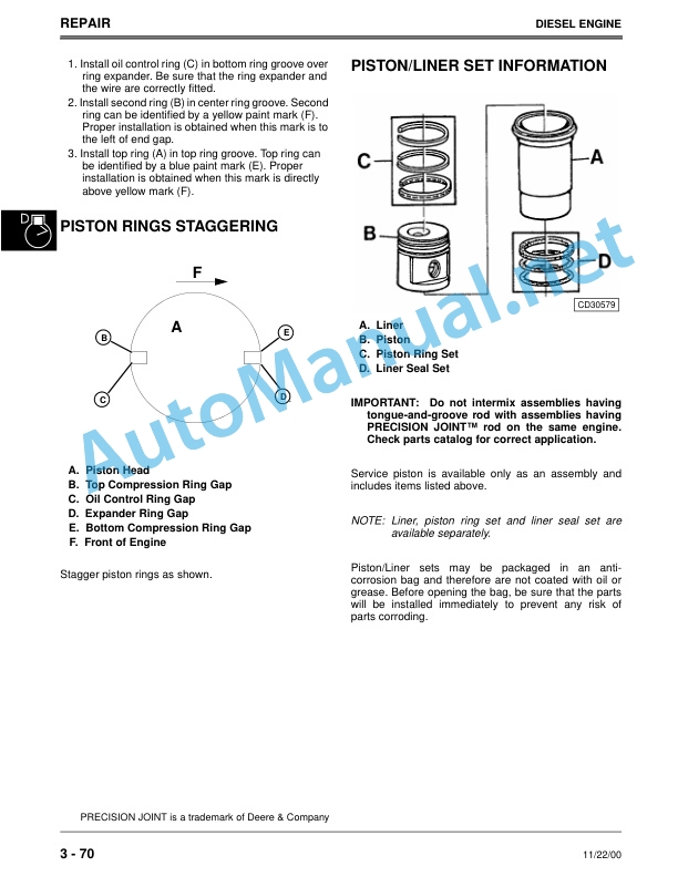 Alternative view of John Deere 240 and 250 Skid Steer Technical Manual TM1747 Nov00