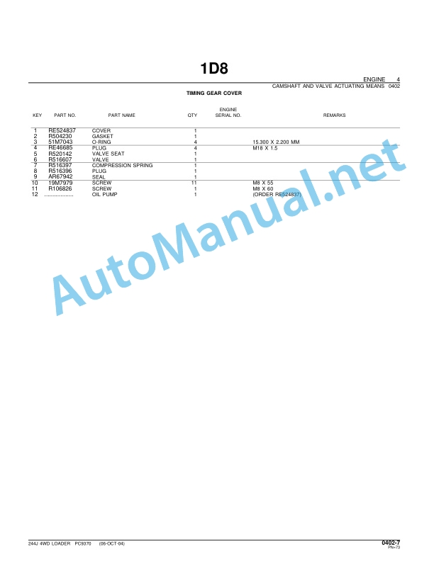 Alternative view of John Deere 244J 4WD Loader Parts Catalog PC9370 04-Feb-05