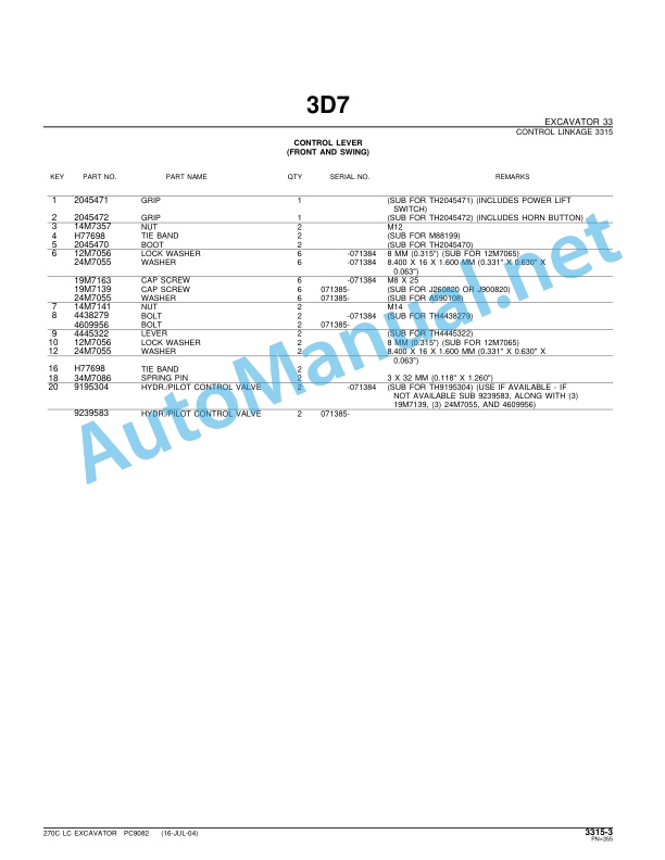 John Deere 270C LC Excavator Parts Catalog PC9082 June 2003 4 John Deere 270C LC Excavator Parts Catalog PC9082 June 2003 - Image 4