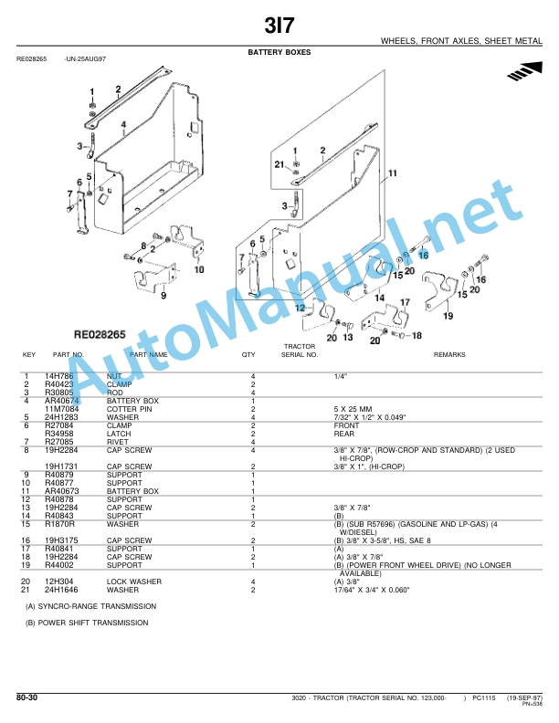 John Deere 3020 Row-Crop Tractor Parts Catalog PC1115 19-Sep-97 5 John Deere 3020 Row-Crop Tractor Parts Catalog PC1115 19-Sep-97 - Image 5