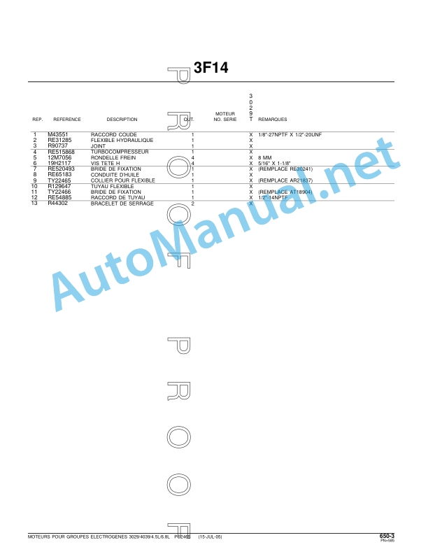 John Deere 3029 and 4039 and 4045 and 6068 Tier 1 Parts Catalog PC 2465 July 2005 French 5 John Deere 3029 and 4039 and 4045 and 6068 Tier 1 Parts Catalog PC 2465 July 2005 French-5