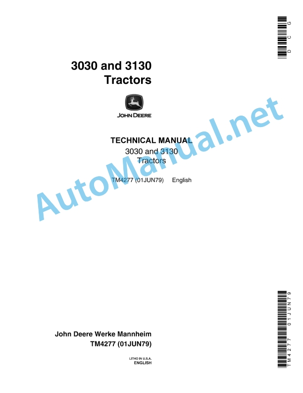 John Deere 3030 and 3130 Tractors Technical Manual TM4277 01JUN79