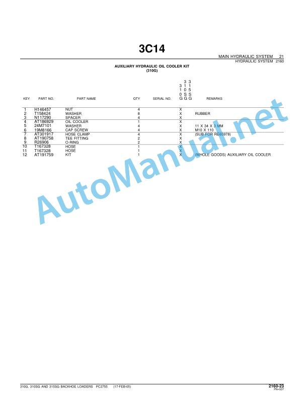 John Deere 310G, 310SG and 315SG Backhoe Loaders Parts Catalog PC2755 21-SEP-01 4 John Deere 310G, 310SG and 315SG Backhoe Loaders Parts Catalog PC2755 21-SEP-01 - Image 4