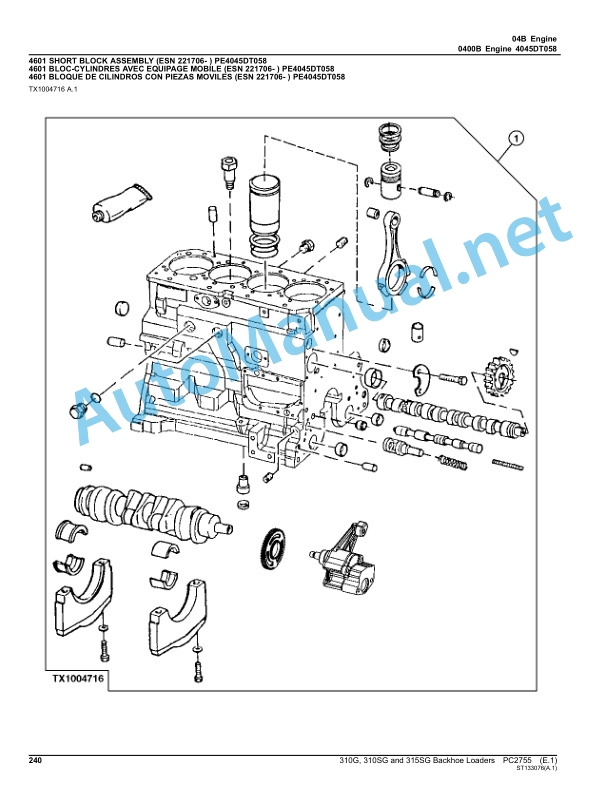 Alternative view of John Deere 310G, 310SG and 315SG Backhoe Loaders Parts Catalog PC2755 May-12