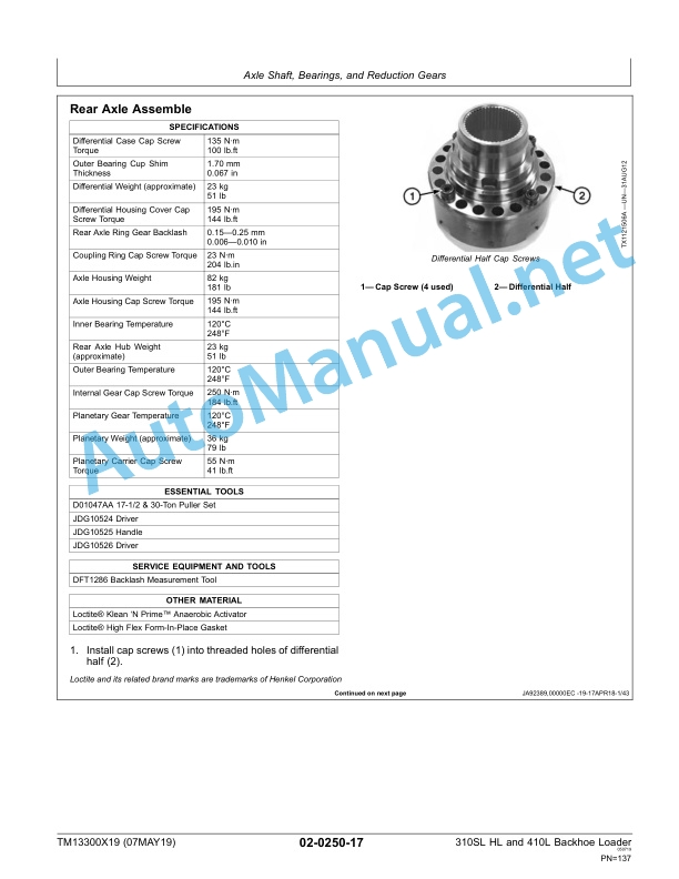 Alternative view of John Deere 310SL HL and 410L Backhoe Loader Technical Manual TM13300X19 07MAY19