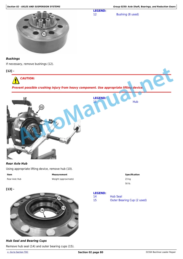 Alternative view of John Deere 315SK Backhoe Loader Technical Manual TM12427 27 DEC 15