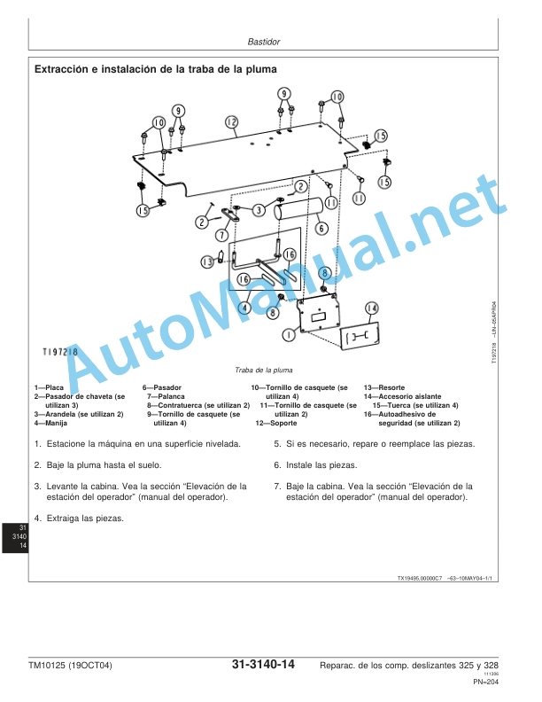John Deere 325 and 328 Compact Track Loader Repair Technical Manual TM10125 19OCT04 Spanish 5 John Deere 325 and 328 Compact Track Loader Repair Technical Manual TM10125 19OCT04 Spanish - Image 5