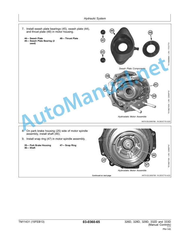 John Deere 326D, 328D, 329D, 332D and 333D Skid Steer Loader Repair (Manual Controls) Technical Manual TM11431 15FEB13 3 John Deere 326D, 328D, 329D, 332D and 333D Skid Steer Loader Repair (Manual Controls) Technical Manual TM11431 15FEB13 - Image 3