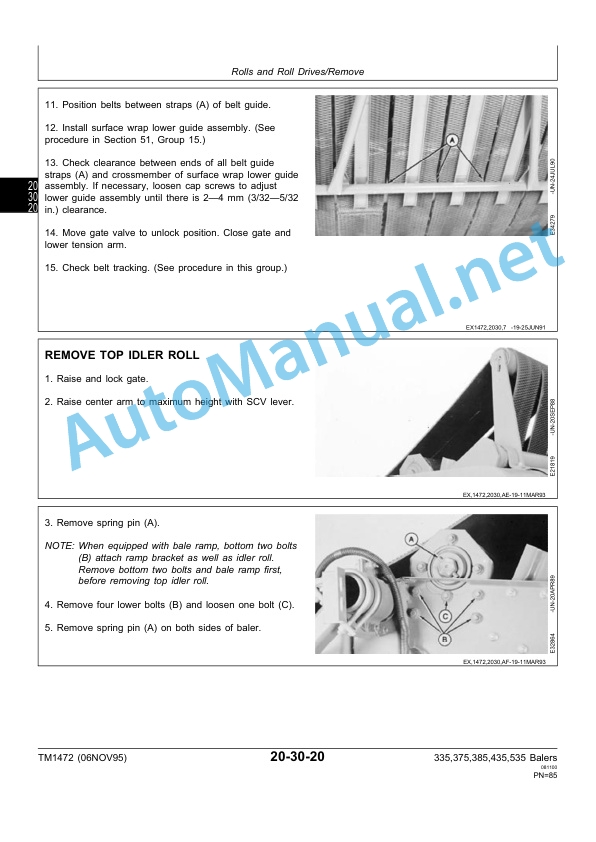 John Deere 335, 375, 385, 435 and 535 Round Balers Technical Manual TM1472 06 November 1995 2 John Deere 335, 375, 385, 435 and 535 Round Balers Technical Manual TM1472 06 November 1995 - Image 2