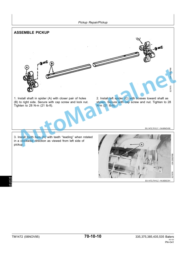 John Deere 335, 375, 385, 435 and 535 Round Balers Technical Manual TM1472 06 November 1995 5 John Deere 335, 375, 385, 435 and 535 Round Balers Technical Manual TM1472 06 November 1995 - Image 5