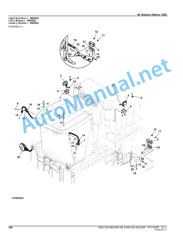 Alternative view of John Deere 3520 Sugarcane Harvester Parts Catalog PC11426P Dec-12 Portuguese