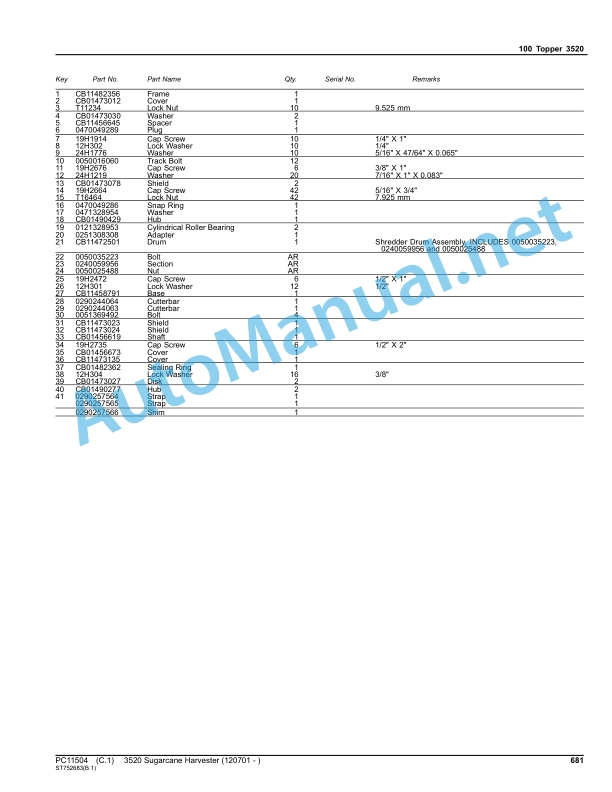 John Deere 3520 Sugarcane Harvester Parts Catalog PC11504 Apr-13 4 John Deere 3520 Sugarcane Harvester Parts Catalog PC11504 Apr-13 - Image 4