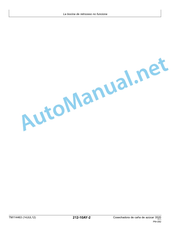 Alternative view of John Deere 3520 Sugarcane Harvester Technical Manual TM114463 14JUL12 Spanish