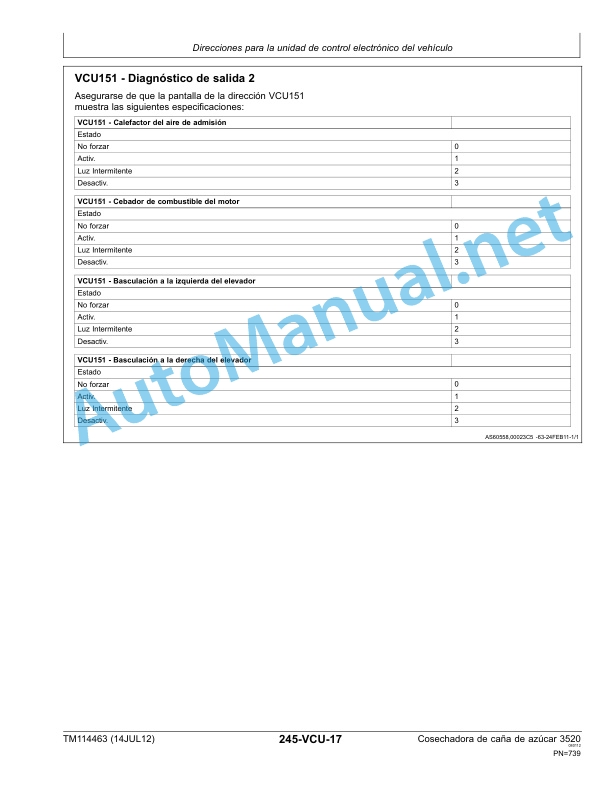 John Deere 3520 Sugarcane Harvester Technical Manual TM114463 14JUL12 Spanish 4 John Deere 3520 Sugarcane Harvester Technical Manual TM114463 14JUL12 Spanish - Image 4