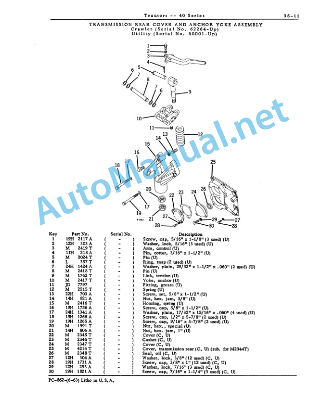 Alternative view of John Deere 40 Series Tractor Parts Catalog PC862