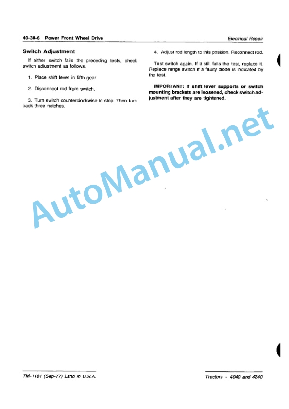 John Deere 4040 and 4240 Tractors Technical Manual TM1181 NOV 88 2 John Deere 4040 and 4240 Tractors Technical Manual TM1181 NOV 88-2