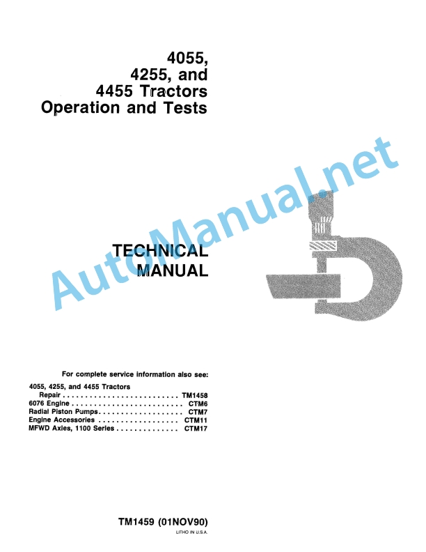 John Deere 4055, 4255, and 4455 Tractors Operation and Tests Technical Manual TM1459 November 1, 1990