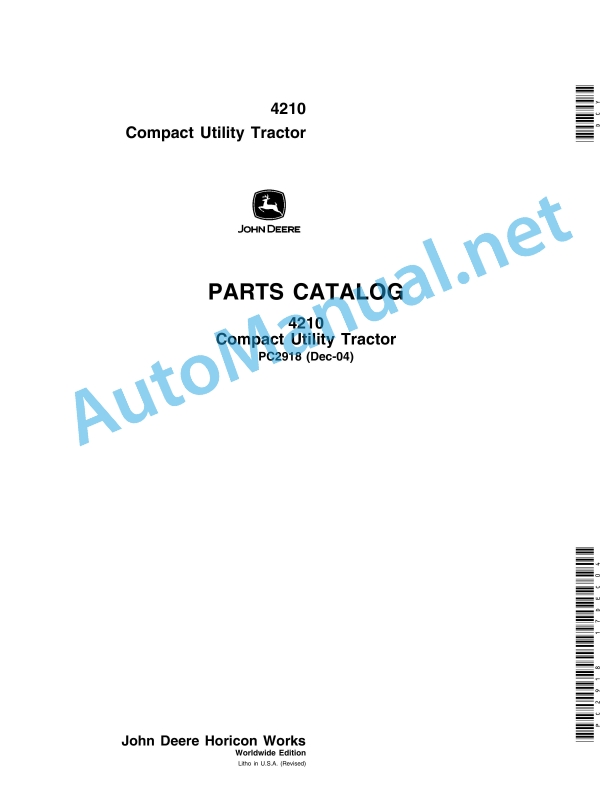 John Deere 4210 Compact Utility Tractor Parts Catalog PC2918 December 2004