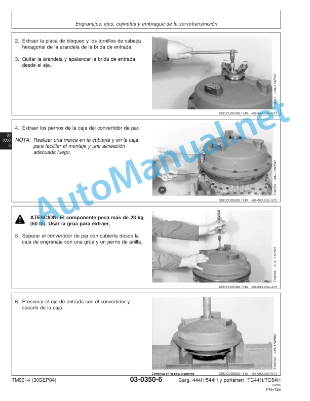 Alternative view of John Deere 444H, 544H Loaders and TC44H, TC54H Tool Carriers Technical Manual TM1638 30 September 2004 Spanish