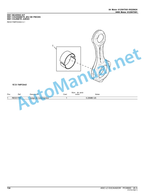 Alternative view of John Deere 450C LC Excavator Parts Catalog PC28885 Jan-16 (Jan-16) Spanish (Spanish)