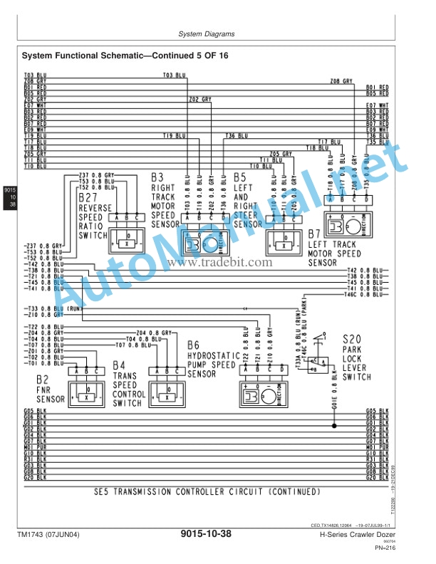 Alternative view of John Deere 450H, 550H, 650H Crawler Dozer Technical Manual TM1743 07JUN04