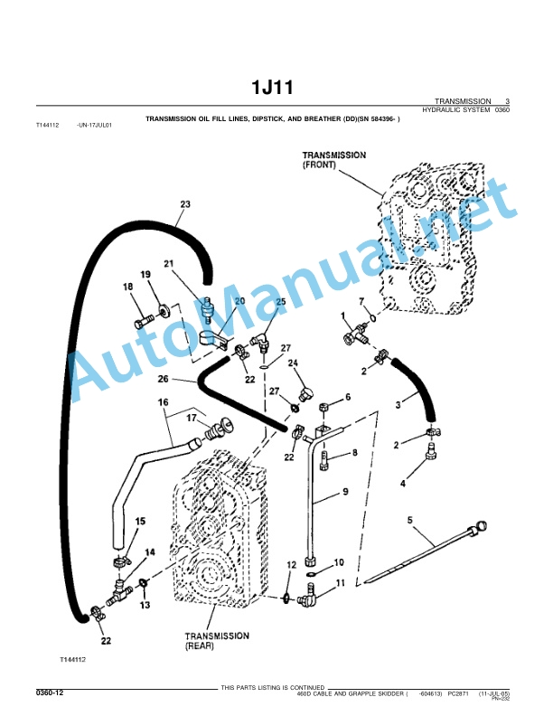 Alternative view of John Deere 460D Cable and Grapple Skidder Parts Catalog PC2871 19-MAR-03