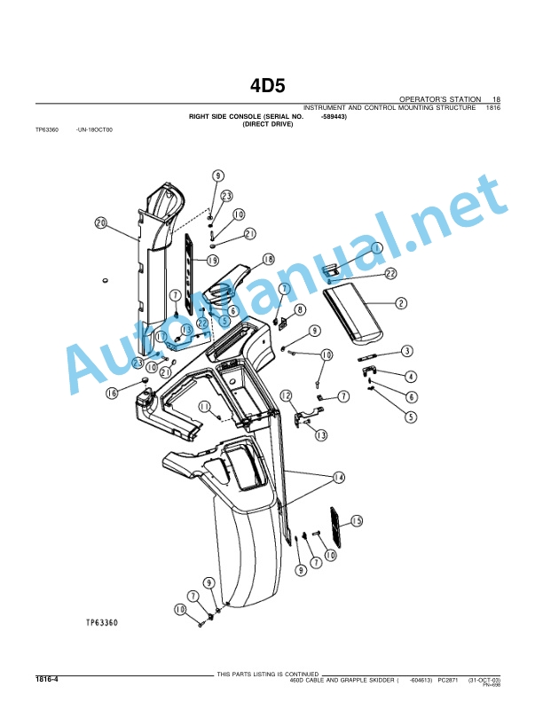 John Deere 460D Cable and Grapple Skidder Parts Catalog PC2871 19-MAR-03 4 John Deere 460D Cable and Grapple Skidder Parts Catalog PC2871 19-MAR-03 - Image 4
