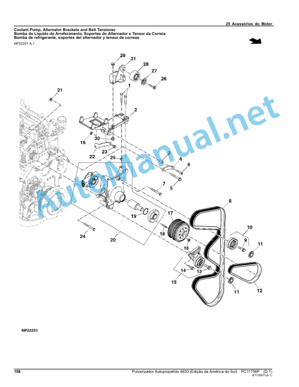 Alternative view of John Deere 4630 Self-Propelled Sprayer (South America Edition) Parts Catalog PC11756P December 2012 Portuguese