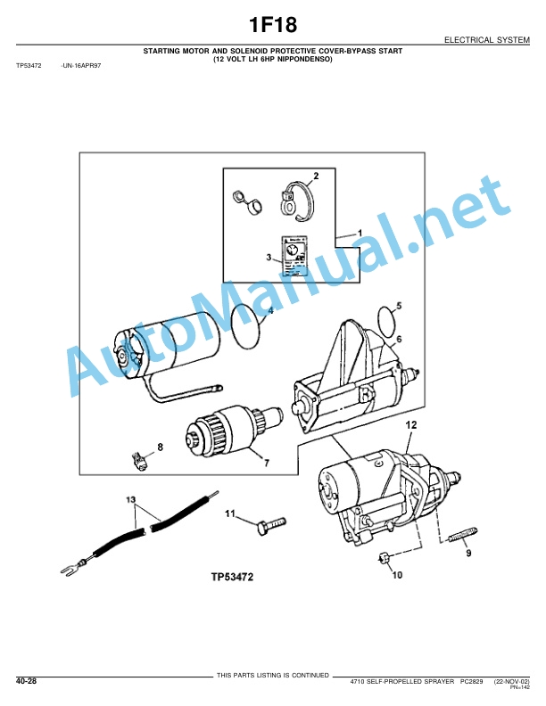 Alternative view of John Deere 4710 Self-Propelled Sprayer Parts Catalog PC2829 02-APR-03