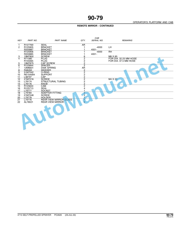 John Deere 4710 Self-Propelled Sprayer Parts Catalog PC2829 March 2006 5 John Deere 4710 Self-Propelled Sprayer Parts Catalog PC2829 March 2006-5