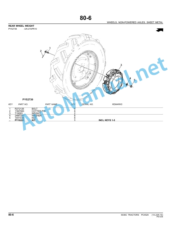 John Deere 5036C Tractor Parts Catalog PC4529 August 2010 5 John Deere 5036C Tractor Parts Catalog PC4529 August 2010 - Image 5