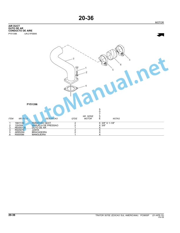 John Deere 5075E Tractor (South America) Parts Catalog PC9955P April 1, 2010 Portuguese 2 John Deere 5075E Tractor (South America) Parts Catalog PC9955P April 1, 2010 Portuguese - Image 2