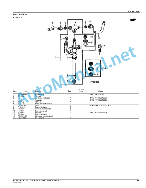 John Deere 5075E TRACTOR (South America) Parts Catalog PC9955P July 2012 Portuguese 2 John Deere 5075E TRACTOR (South America) Parts Catalog PC9955P July 2012 Portuguese - Image 2
