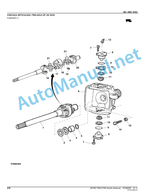 John Deere 5075E TRACTOR (South America) Parts Catalog PC9955P July 2012 Portuguese 5 John Deere 5075E TRACTOR (South America) Parts Catalog PC9955P July 2012 Portuguese - Image 5