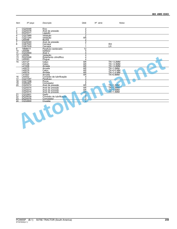John Deere 5075E Trator (South America) Parts Catalog PC9955P May 2011 Portuguese 5 John Deere 5075E Trator (South America) Parts Catalog PC9955P May 2011 Portuguese - Image 5