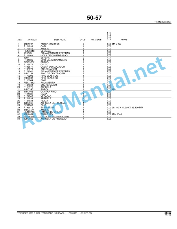 John Deere 5303, 5403 TRATOR Parts Catalog PC9987P 17-APR-09 Portuguese 4 John Deere 5303, 5403 TRATOR Parts Catalog PC9987P 17-APR-09 Portuguese - Image 4