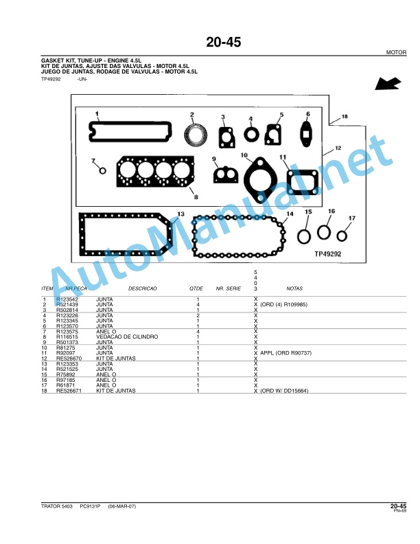 John Deere 5403 Parts Catalog PC9131P 2007 Portuguese 2 John Deere 5403 Parts Catalog PC9131P 2007 Portuguese - Image 2