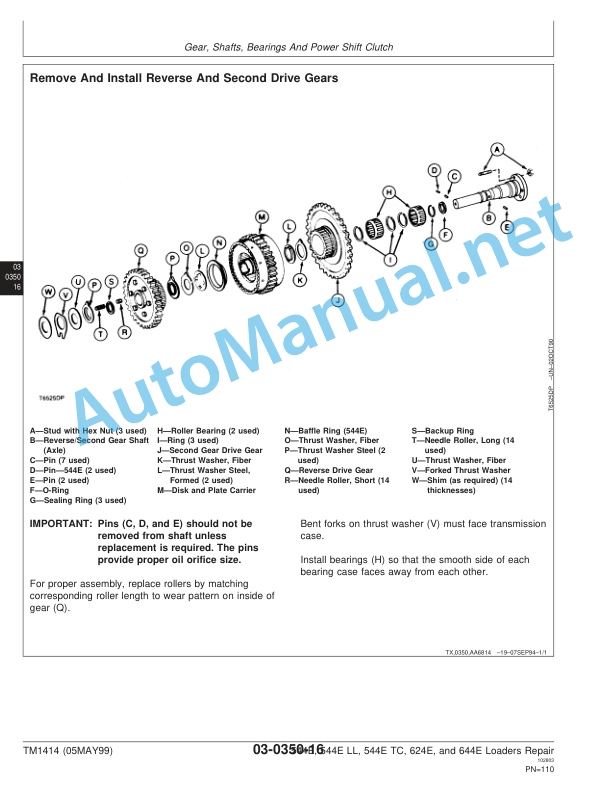 Alternative view of John Deere 544E, 544E LL, 544E TC, 624E, and 644E Loaders Technical Manual TM1414 05MAY99