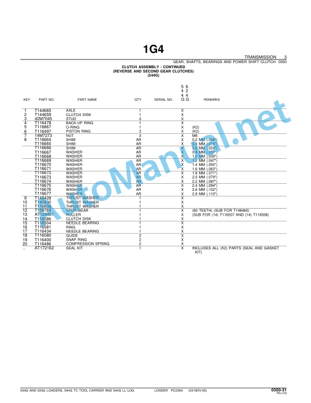 Alternative view of John Deere 544G 624G 544G LL LOADER 544G TC TOOL CARRIER Parts Catalog PC2364 Sep-05