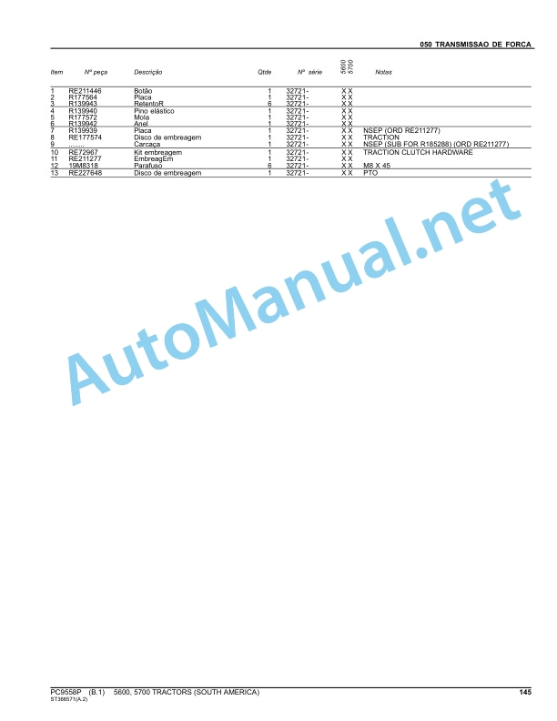 John Deere 5600, 5700 TRACTORS (SOUTH AMERICA) Parts Catalog PC9558P January 2013 Portuguese 3 John Deere 5600, 5700 TRACTORS (SOUTH AMERICA) Parts Catalog PC9558P January 2013 Portuguese - Image 3