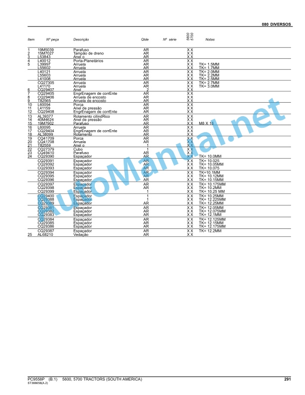 John Deere 5600, 5700 TRACTORS (SOUTH AMERICA) Parts Catalog PC9558P January 2013 Portuguese 5 John Deere 5600, 5700 TRACTORS (SOUTH AMERICA) Parts Catalog PC9558P January 2013 Portuguese - Image 5
