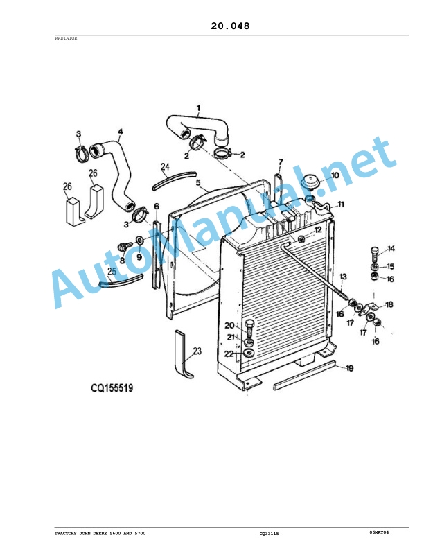 Alternative view of John Deere 5600 and 5700 Tractors Parts Catalog CQ33115 06May04
