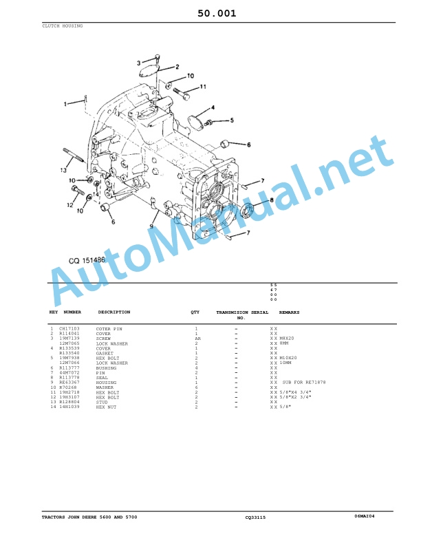 John Deere 5600 and 5700 Tractors Parts Catalog CQ33115 06May04 3 John Deere 5600 and 5700 Tractors Parts Catalog CQ33115 06May04 - Image 3