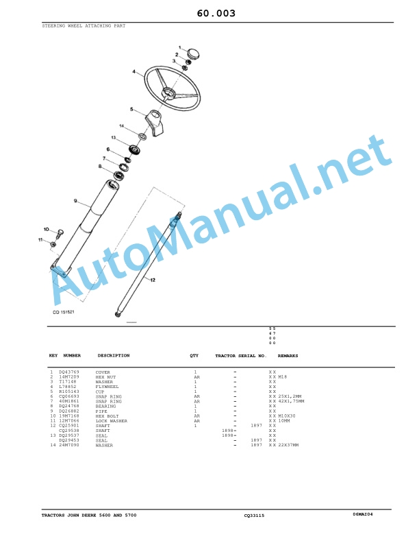 John Deere 5600 and 5700 Tractors Parts Catalog CQ33115 06May04 4 John Deere 5600 and 5700 Tractors Parts Catalog CQ33115 06May04 - Image 4