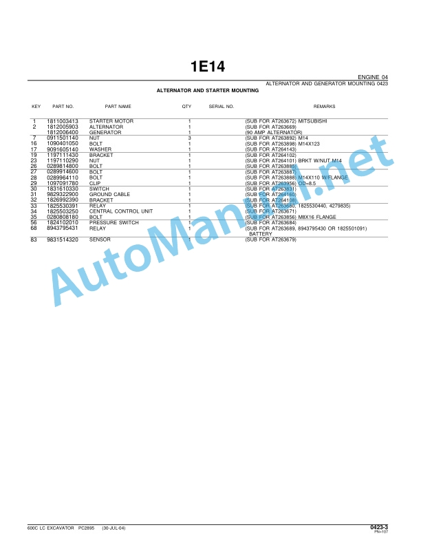 Alternative view of John Deere 600C LC Excavator Parts Catalog PC2895 (09SEP-02)