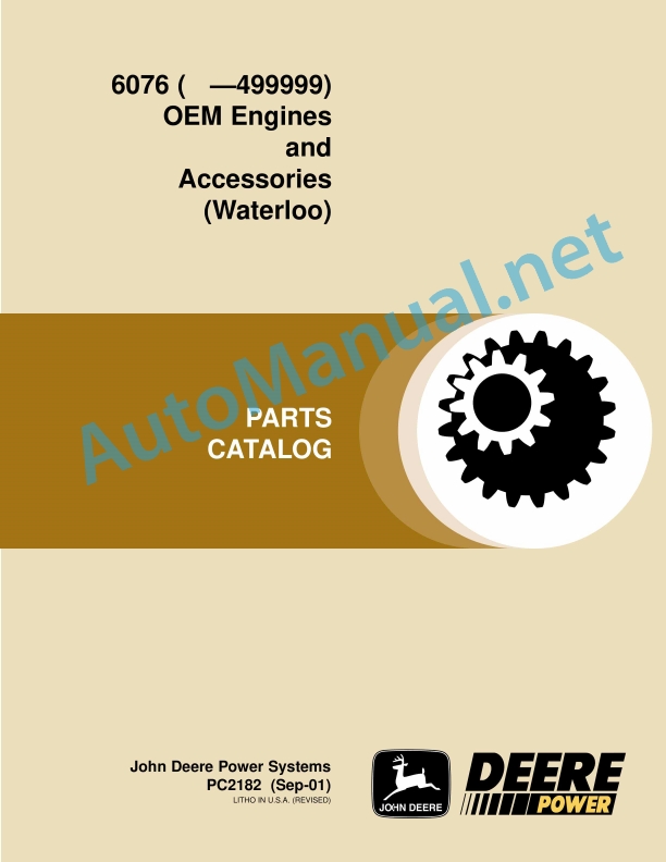 John Deere 6076 OEM Engines and Accessories Parts Catalog PC2182 Sep-01